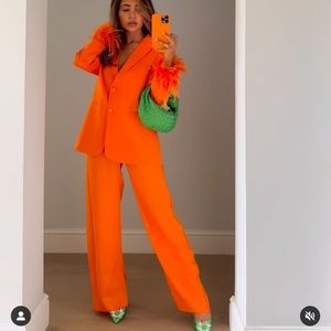 ZARA Feathered Blazer Orange